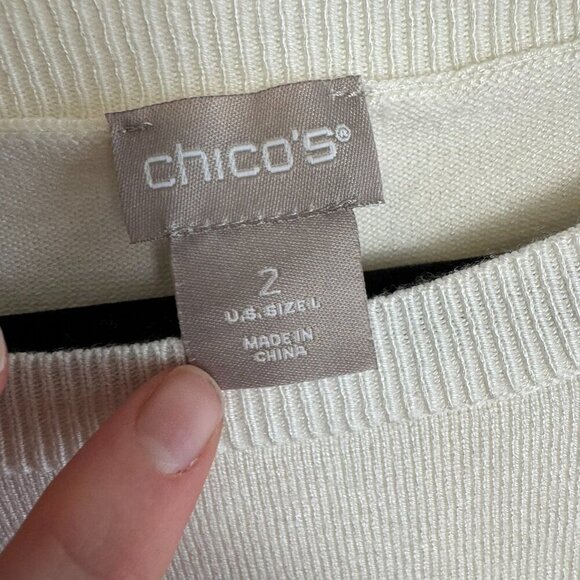 Chico's ivory silk linen blend ruffle sleeve sweater size large M13 - Picture 5 of 8